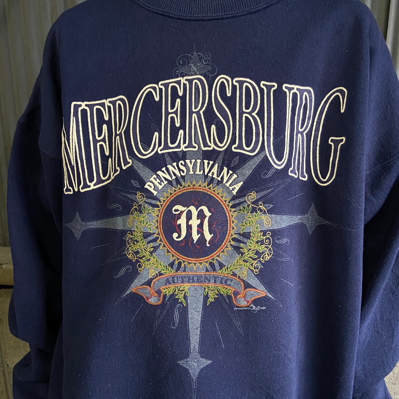 90年代 MERCERSBURG カレッジロゴプリント スウェットシャツ メンズL