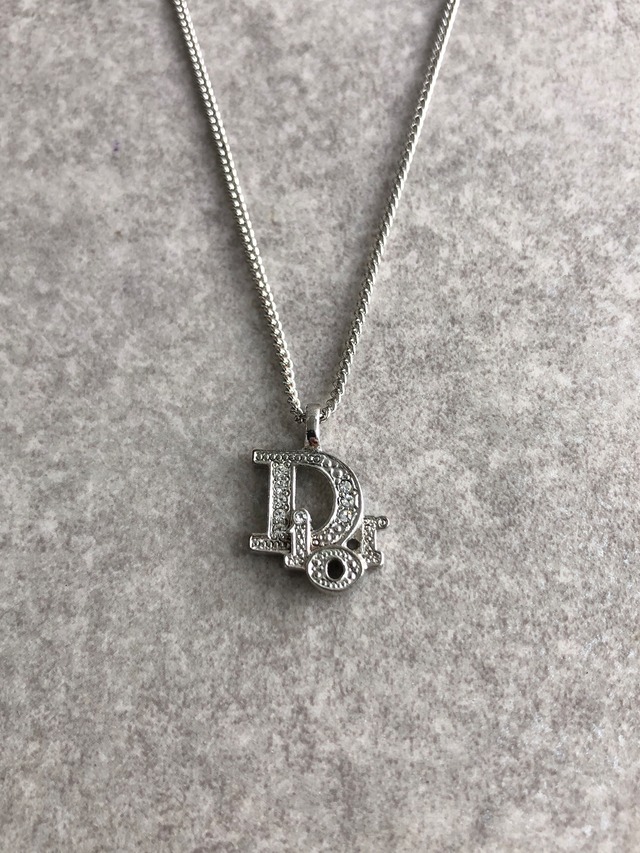 Christian Dior クリスチャン ディオール ネックレス シルバー DIOR ラインストーン vintage ヴィンテージ オールド zm2rcu