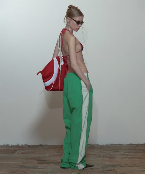 SCULPTOR] Mesh Nylon Track Pants Green | もごつ