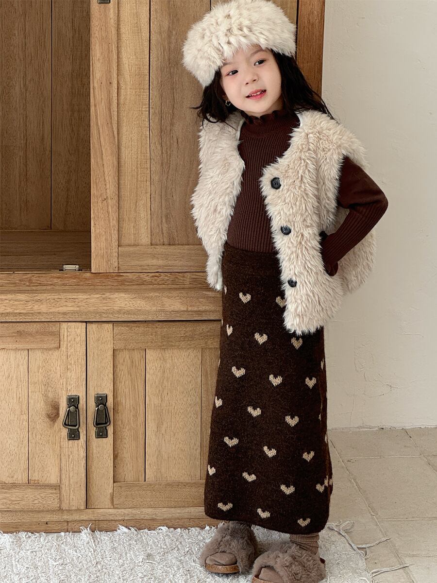 ハートニットロングスカート