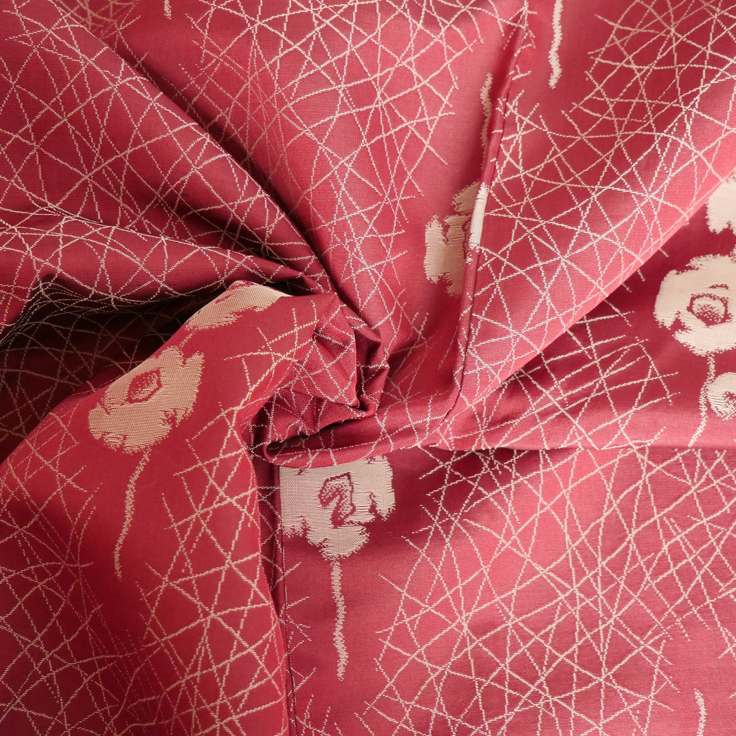 正絹 花柄 御召小紋着物 | Vintage omeshi komon kimono with flowers and lines