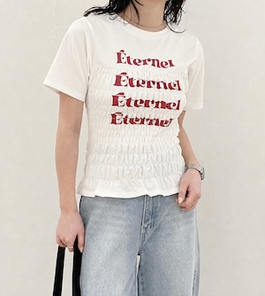 ナンバーミーTOKYO" SHIRRING LOGO TEE"WHITE