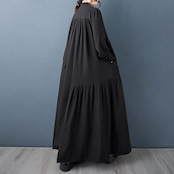 スタンドカラー ドレープ ワンピース 60043