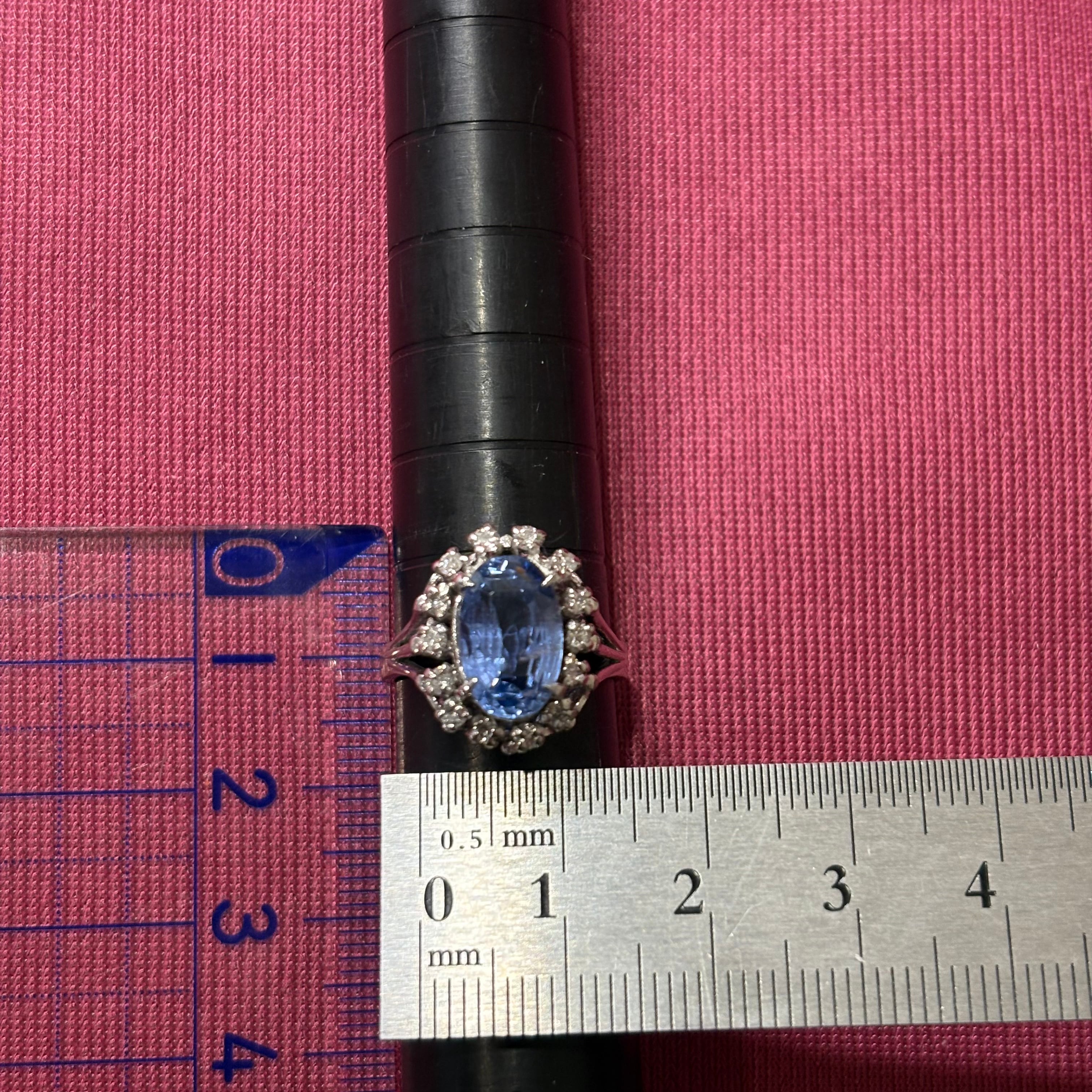 日本の作品】 Pt900 昭和ザマスリング 非加熱ブルーサファイヤ 3.903ct