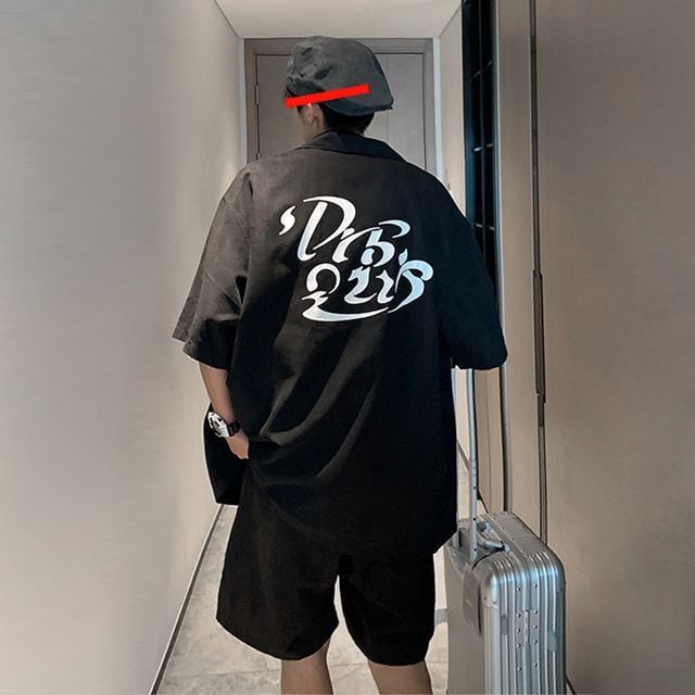 【予約販売】メンズ セットアップ 上下 半袖 ハーフパンツ バックデザイン セットコーデ ブラック ピンク グレー 部屋着 デート カジュアル 春 夏 秋大きいサイズ M/L/XL/2XL/3XL/4XL/5XL