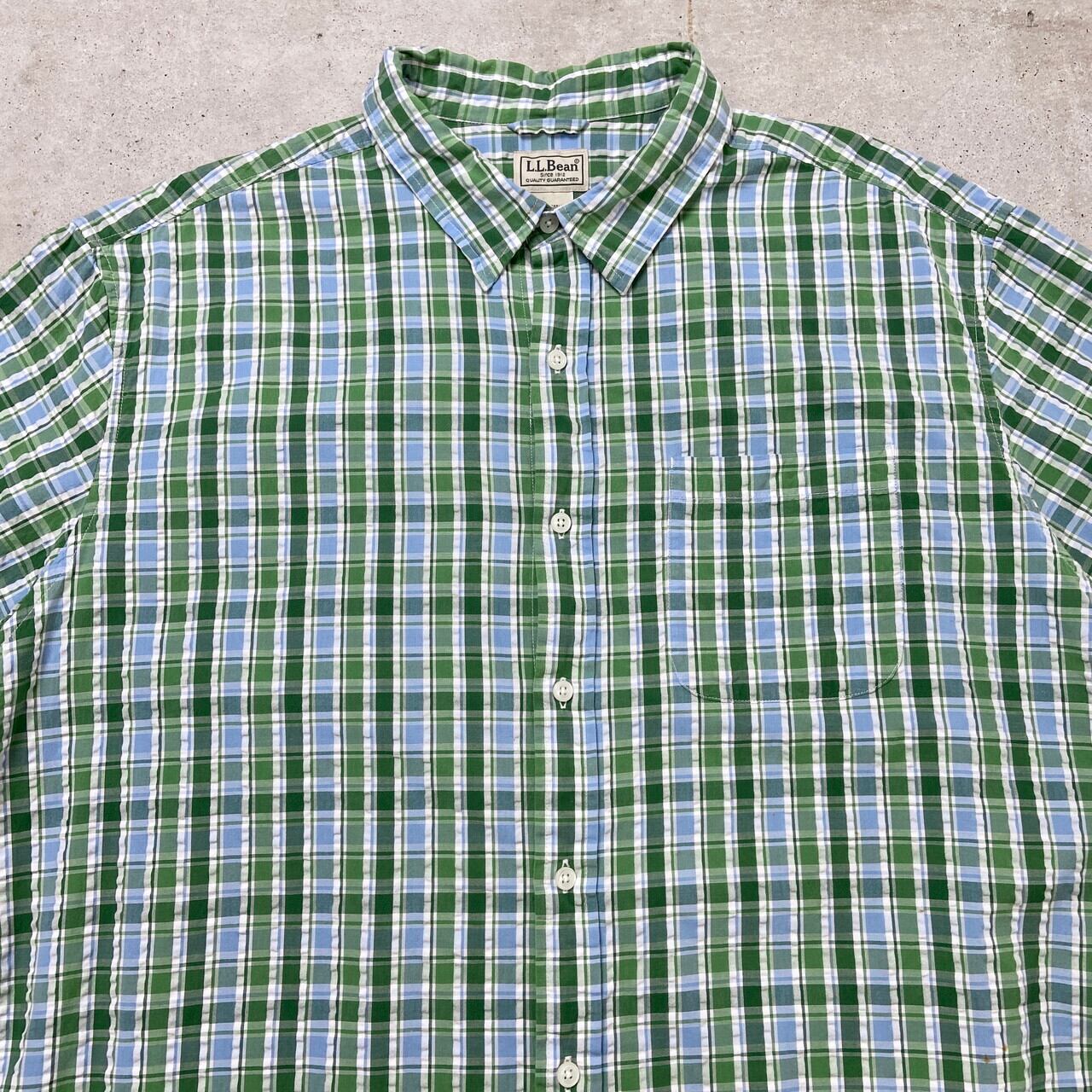 L.L.Bean エルエルビーン 半袖シャツ シアサッカー チェック柄 メンズ