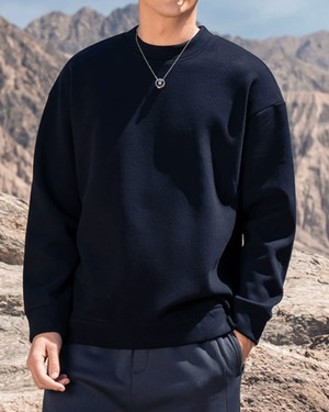 シンプル 長袖スウェットシャツ E0042