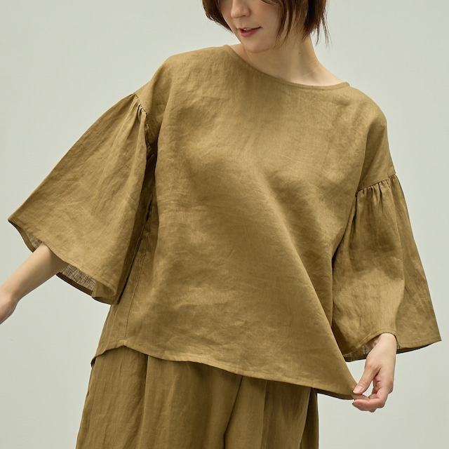 リネン 袖ギャザープルオーバー｜セットアップ対応