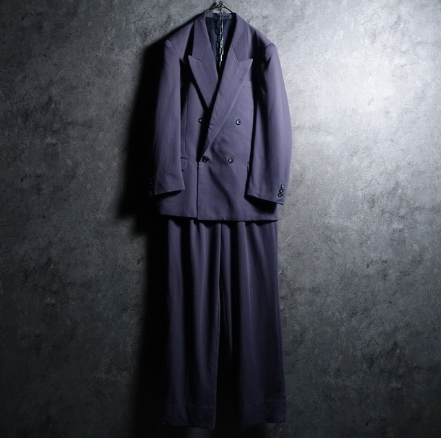 Purple Double Tailored Jacket & 2tuck Wide Slacks Suit Setup