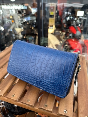 藍染ポロサス・ラウンドジッパーウォレット(藍色)