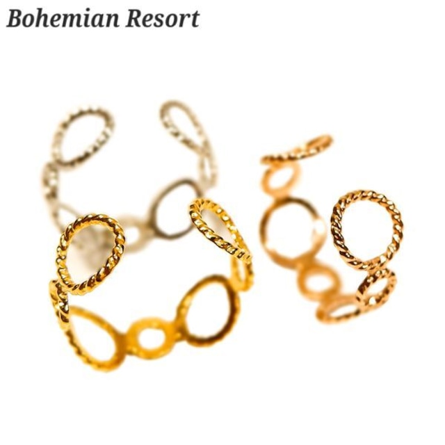 ボヘミアンリゾート Bohemian resort リング イヤカフ 金属アレルギー対応 フリーサイズ 指輪 ステンレス ステンレス メンズ レディース シルバー ゴールド ピンクゴールド インスタ (mnk30)