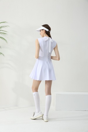 ノースリーブワンピース スリムシルエット リボン