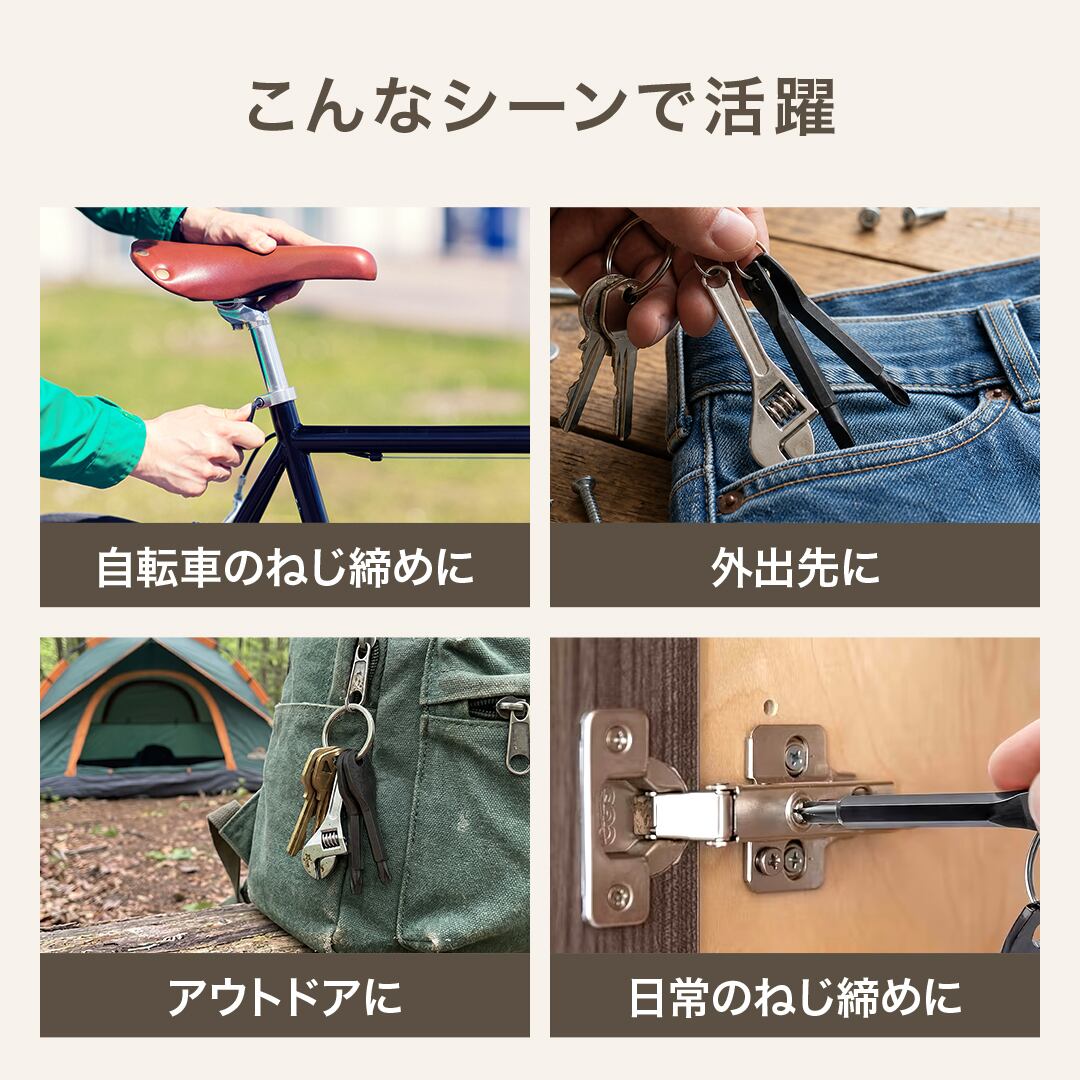 普通郵便発送】 キーホルダー ミニ工具 3点セット モンキーレンチ