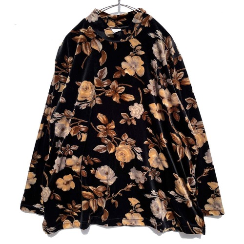 [BENTLEY] Big Silhouette Botanical Pattern Velor Tops [1990s-] Vintage Velor Top