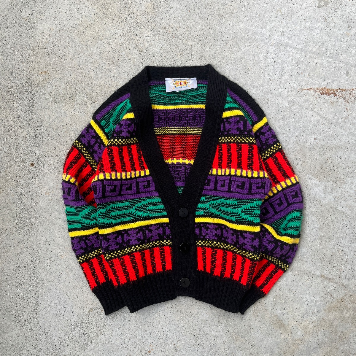 【120cm】Vintage Crazy pattern Cardigan | LEONE