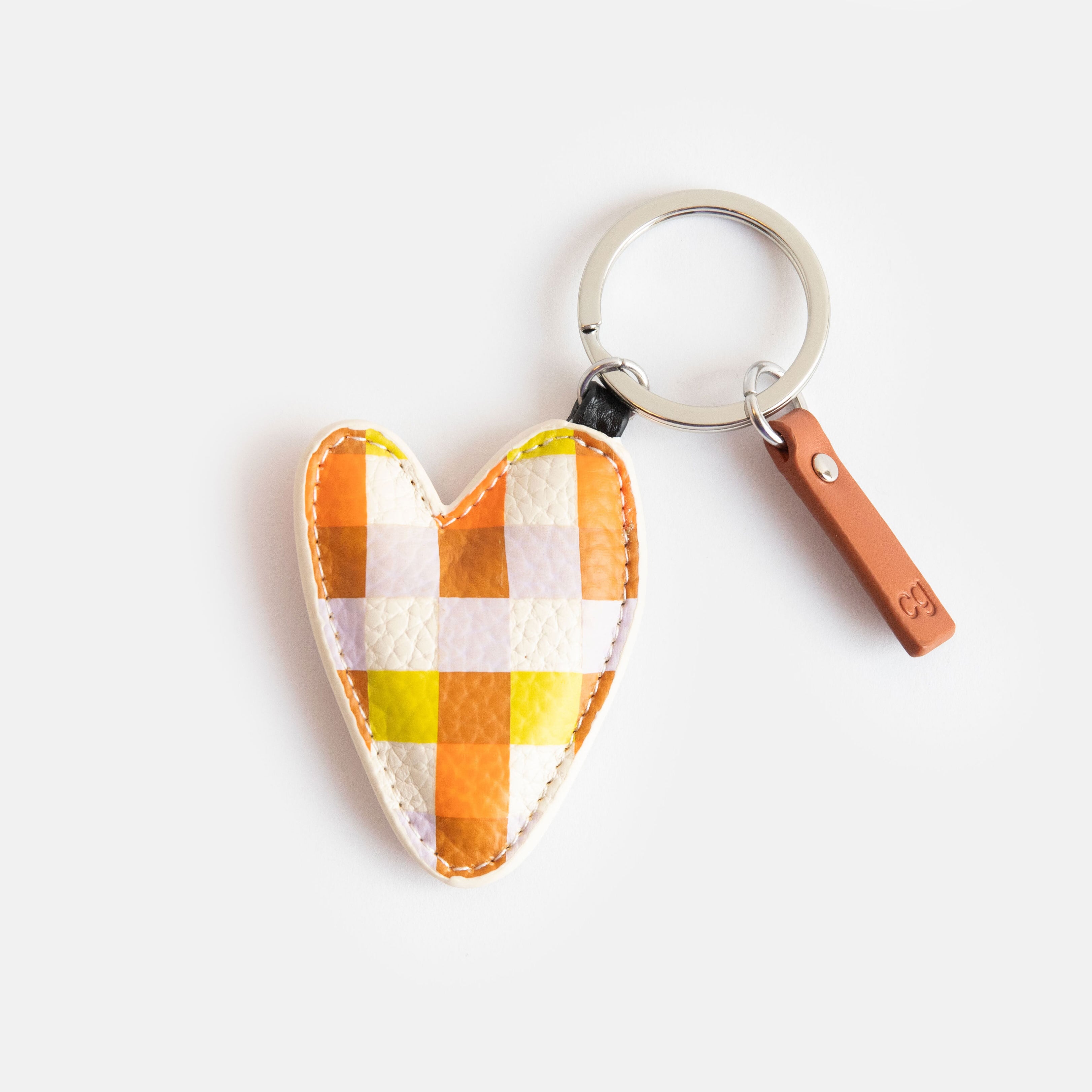 MULTI CHECK PRINTED HEART KEYRING_PKY109