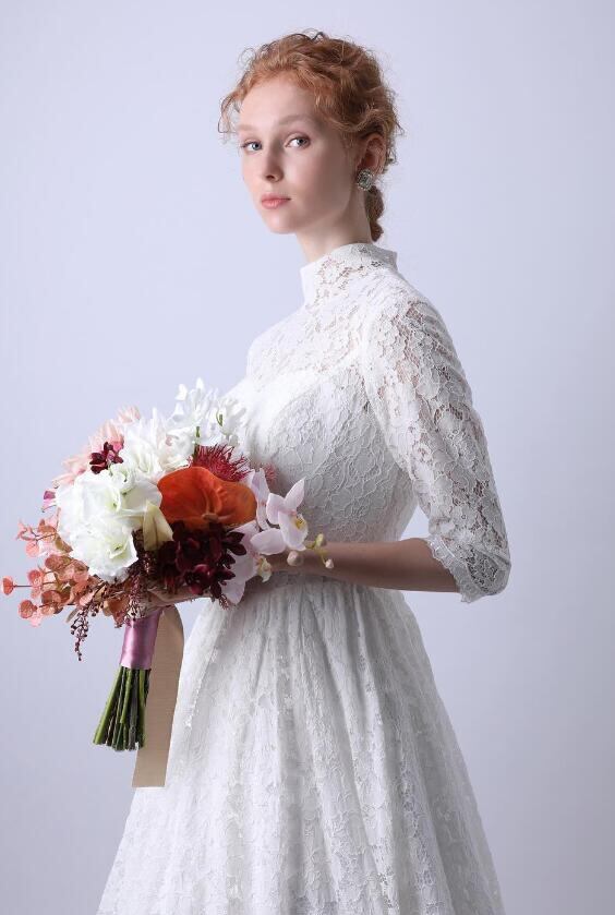 【エメ】花柄　ドレス（M）結婚式　2次会　カップ付き　ヴィンテージ　フェミニン