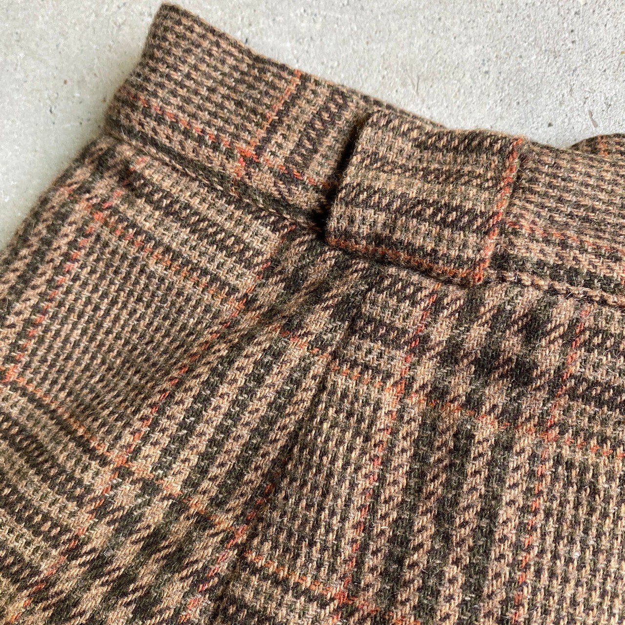 80年代 SAVANNAH チェック柄 2タック ウールパンツ スラックス 