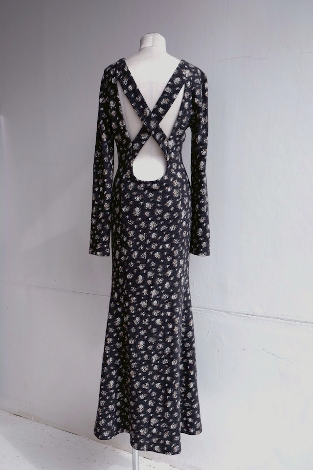 ERiKOKATORi/ EK13-2-3 flower wool backless dress flower