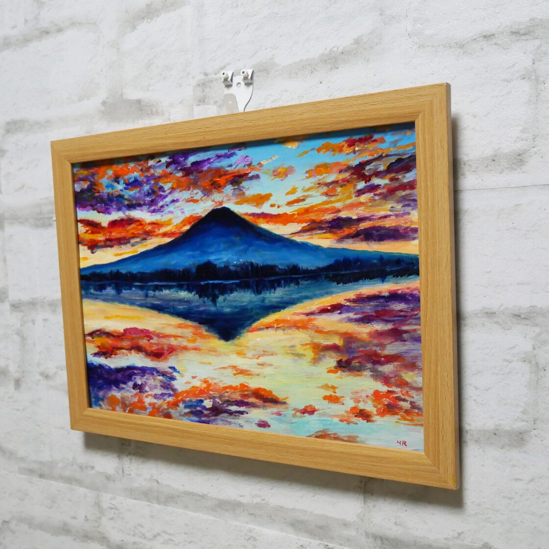 油絵 油彩 油彩画 絵 絵画 【水面に映る富士山】 | PAY ID