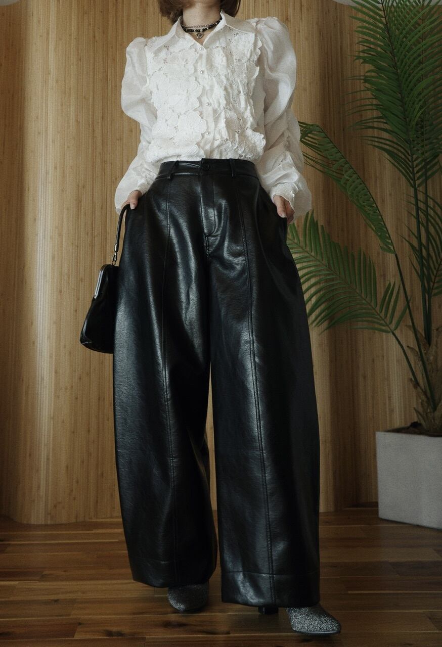 レザーカーブパンツ/ブラック○再販なし | osrsofficial