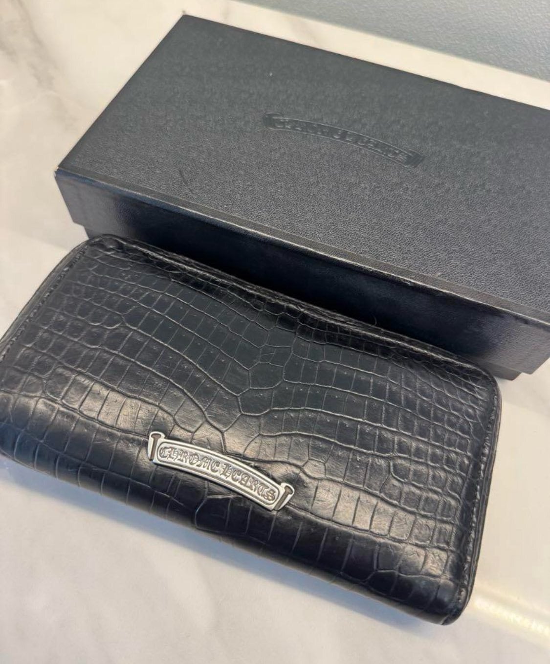 CHROME HEARTS クロムハーツ ピラミッドスタッズ ラウンドジップレザー