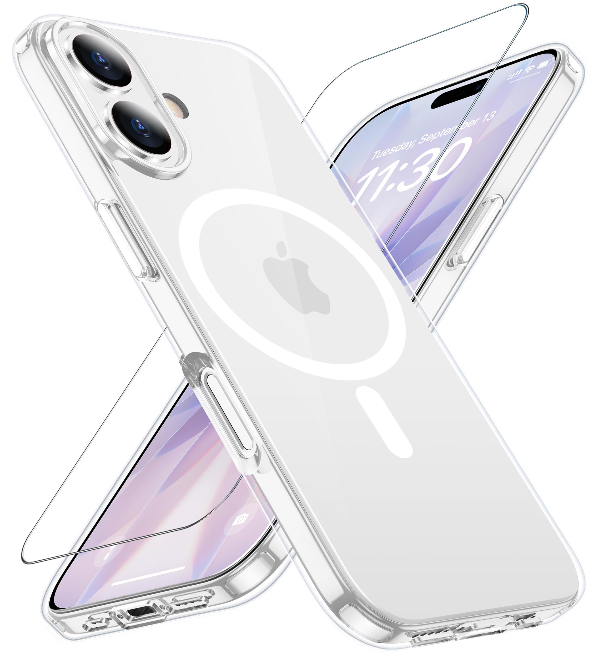 iPhone 17 用 ケース クリア Magsafe対応 ガラスフィルム付き アイフォン17用 アイホン17カバー マグネット搭載 滑り止め
