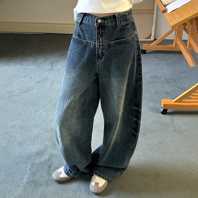 ルーズフィットウォッシュストレートデニムパンツ　A01761