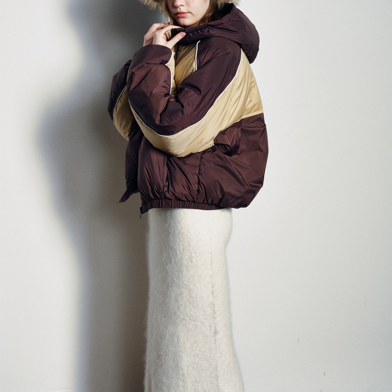 Color Block Zip-Up Blouson T4040