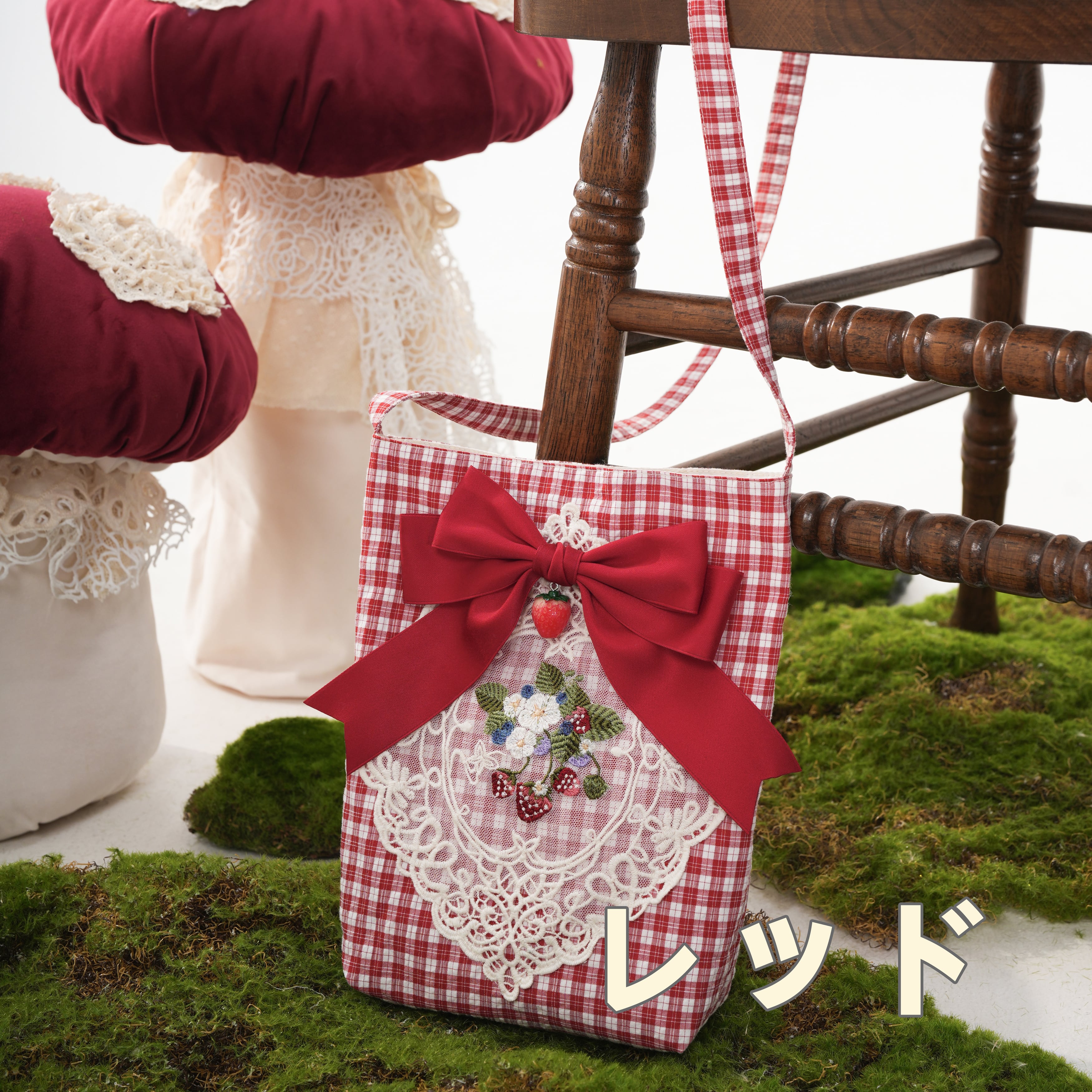 ストロベリー・リボンブーケ レースショルダーポーチ | HoshibakoWorks