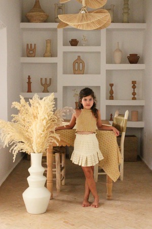 LAST 1 -  SET - PLEATED SKIRT & PANTY - Natural lace - 4y,6y / Bonjour Diary