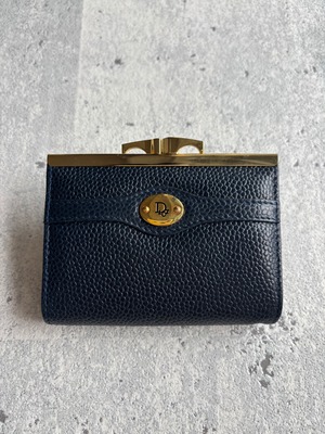 Christian Dior ロゴプレート がま口コインケース ネイビー
