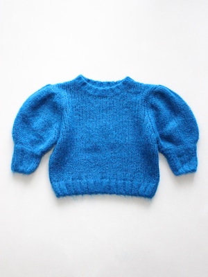 LONGLIVETHEQUEEN　knitted puffed sweater　petrol blue　