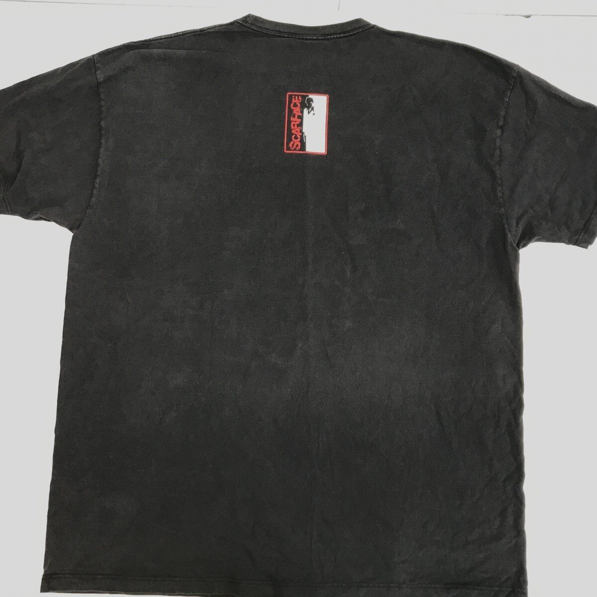 SCARFACE CLOTHING COMPANY スカーフェイス 90〜 00年代 CANADA製 フロッキー プリント 超 ビッグサイズ 映画  ムービー Tシャツ ブラック 3XL 以上 半袖