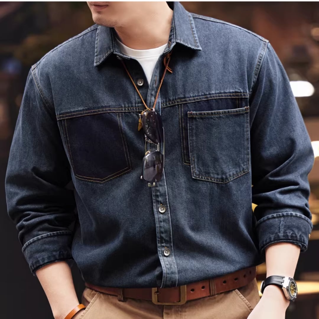 Vintage Loose Denim Shirt Jacket Men(GV311)