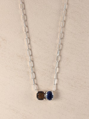TWO OF A KIND Necklace  / Smoky quartz × Blue sapphire