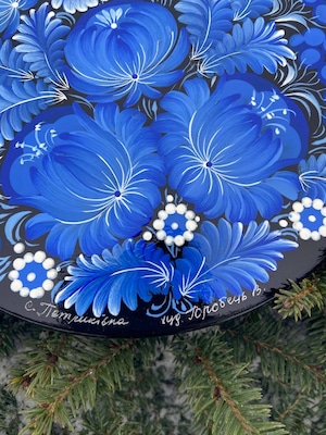 ペトリキウカ塗りのプレート（ヴァレンティナ・ホロべッツ）20cm