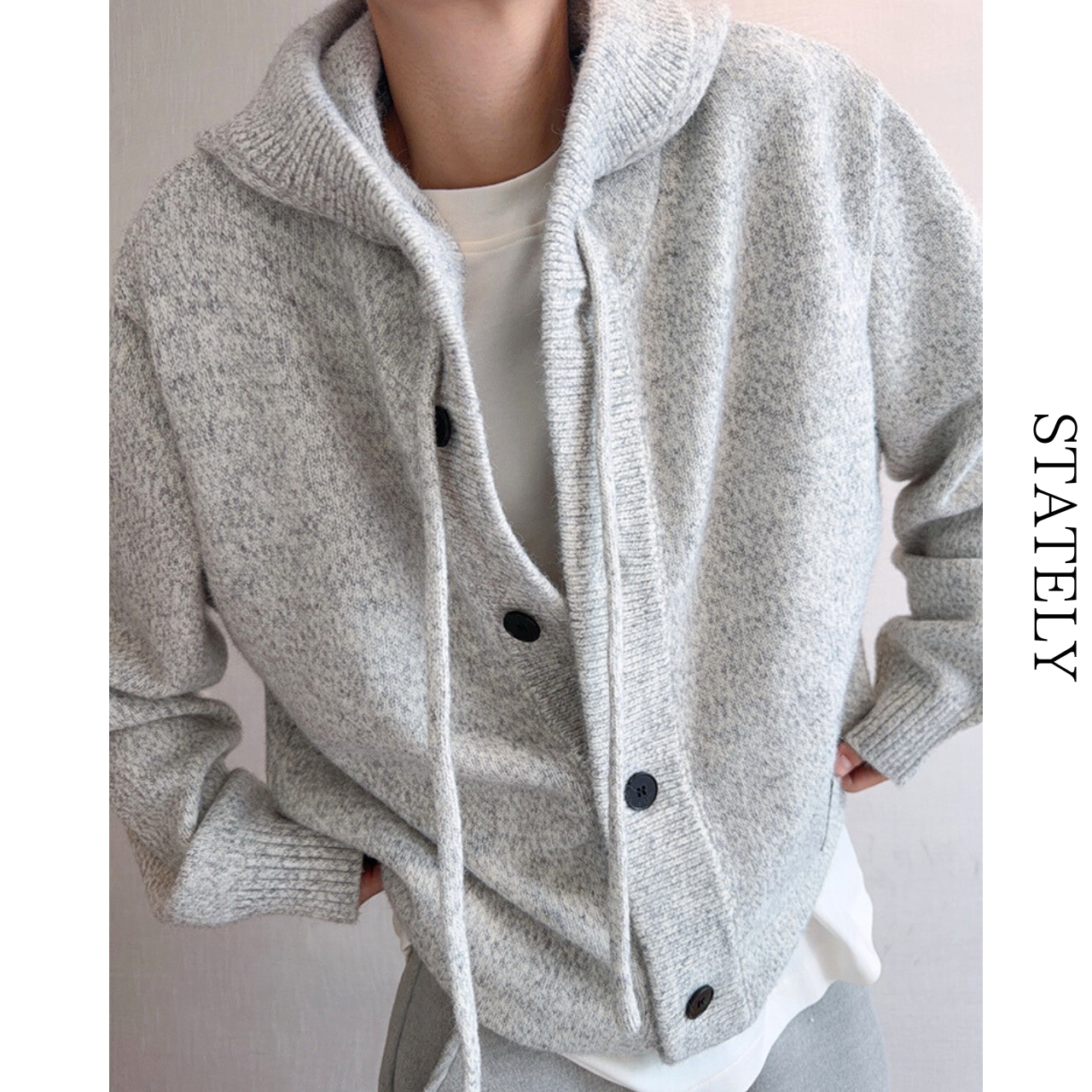 Thick Hooded Button Knit/2color_T146・画像6