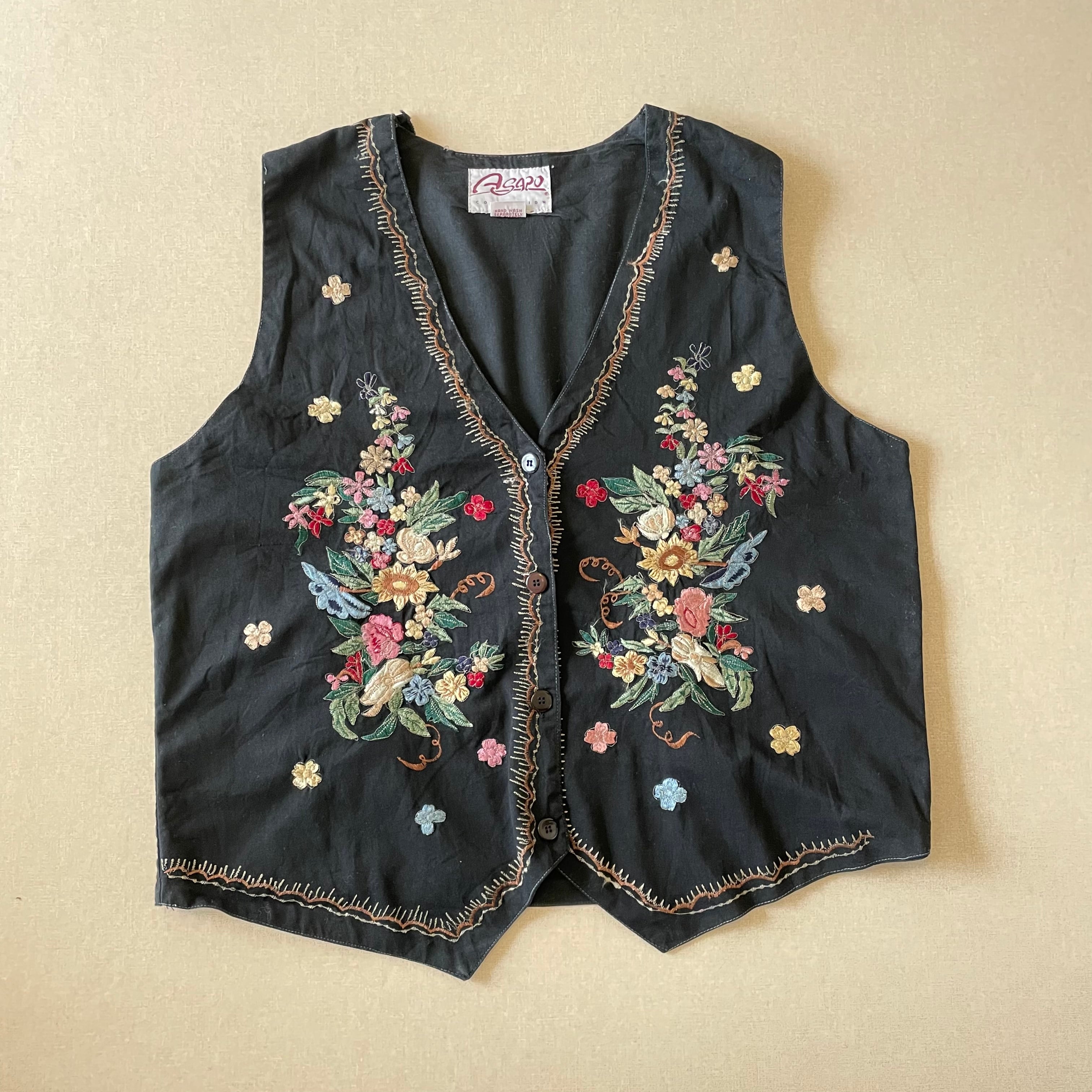 花柄刺繍ベスト | はなたば洋品店