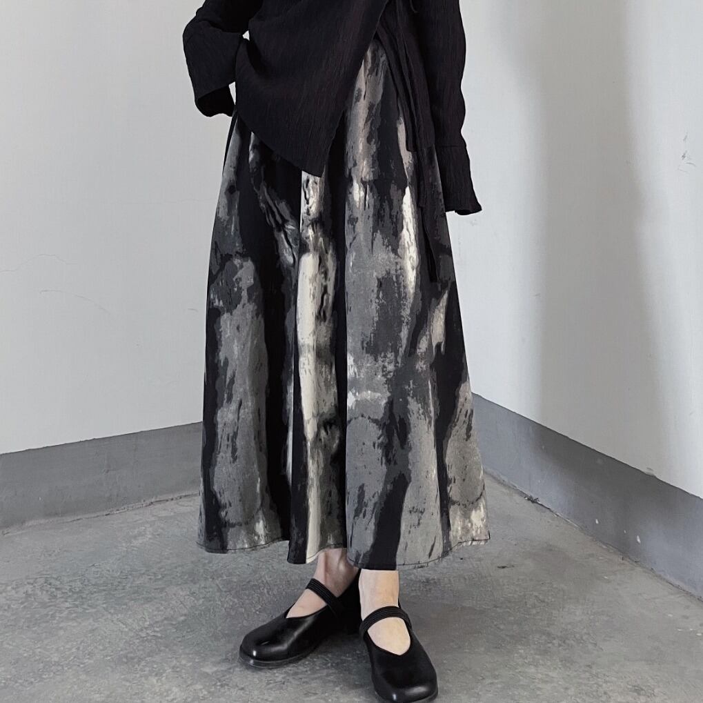 Ink print long skirt S59