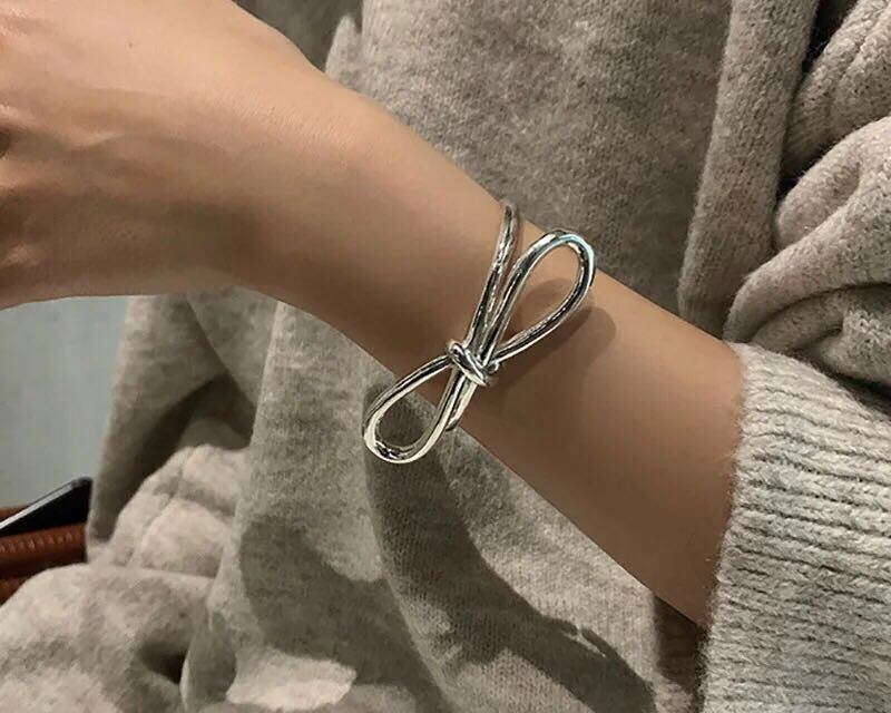 【24】ブレスレット / シルバー / リボン / サイズフリー