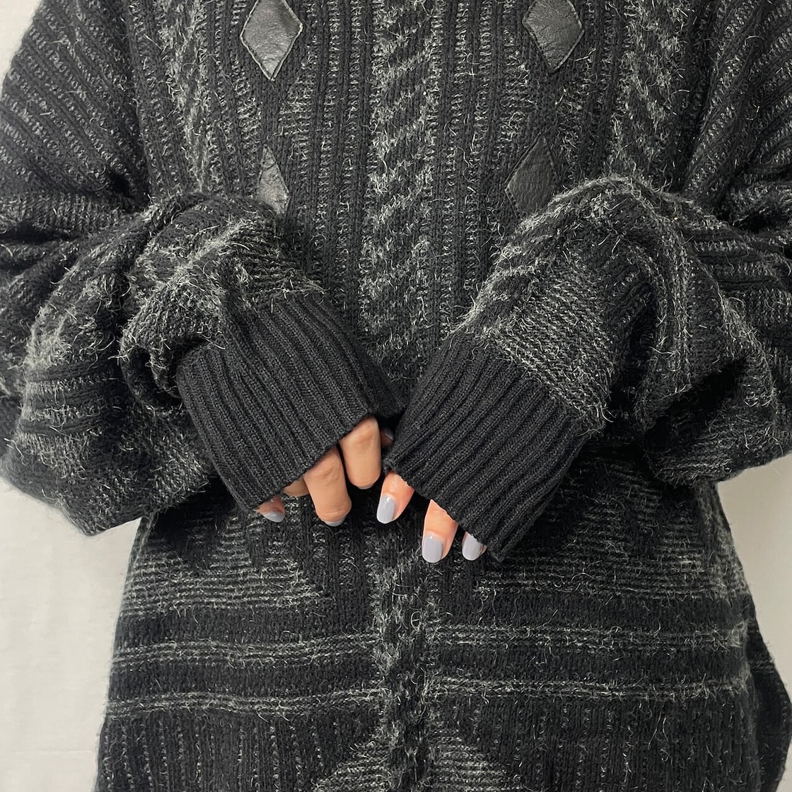 CHIAMARE 総柄 切り替えデザイン アクリルニットセーター メンズXL 