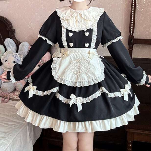 メイド服♡全2カラー つけ袖付きフリルメイド服 kos18☆ | パステル