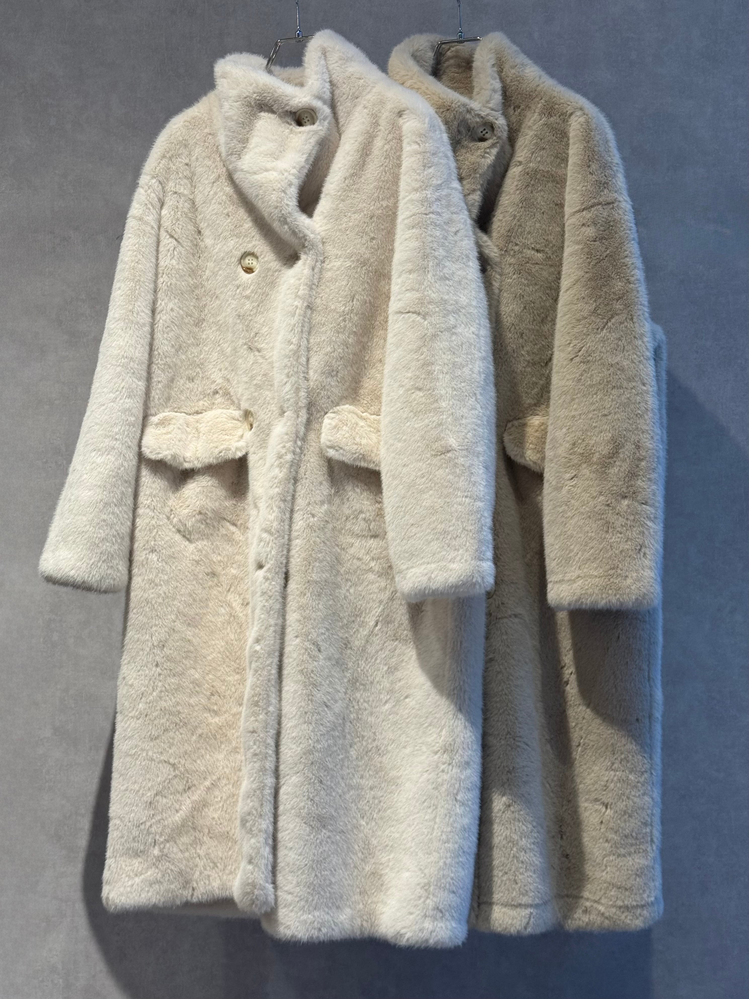 stand collar double breasted fur coat
