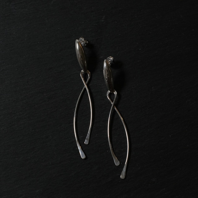 メキシコ タスコ製 Taxco シルバー925 ビッグ2Wayデザインピアス/軽研磨仕上げ/両耳