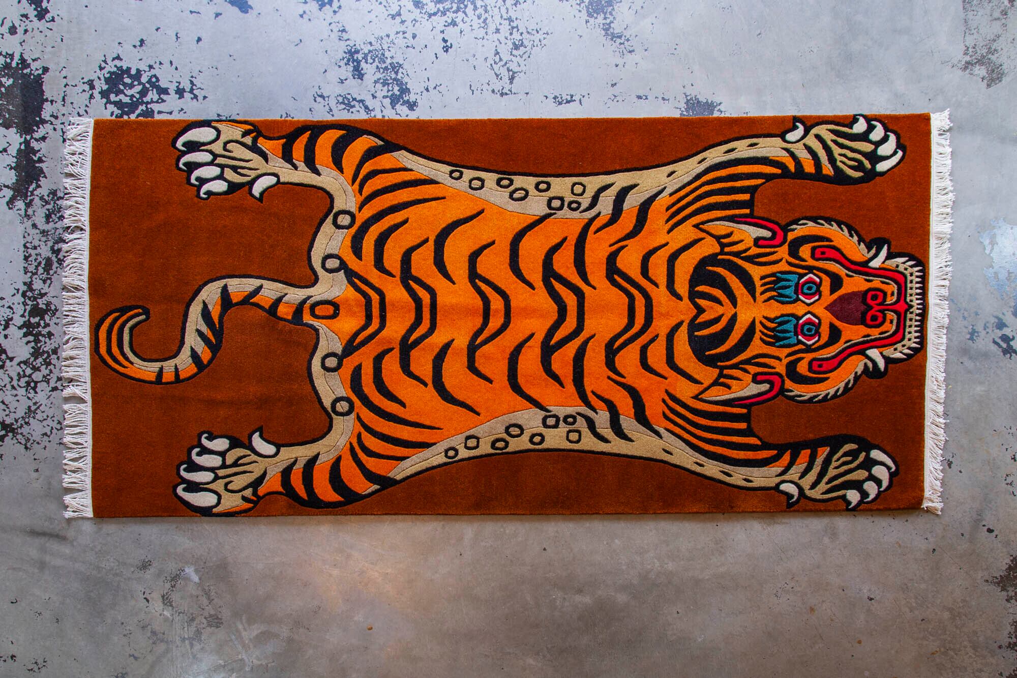 【お値下げ】チベタンタイガーラグ　Lサイズ　ウール　slowtiger Tibetan Tiger Rug 《Lサイズ•ウール027》チベタンタイガーラグ