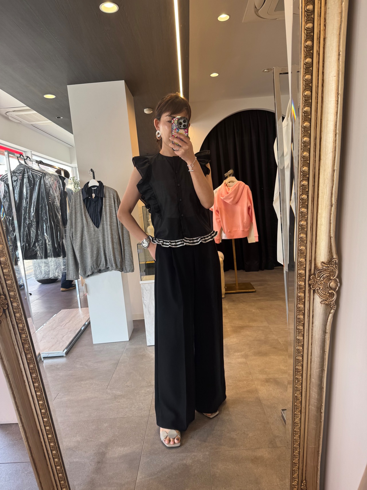 BORDERS at BALCONY FRILL SHEER SHIRT