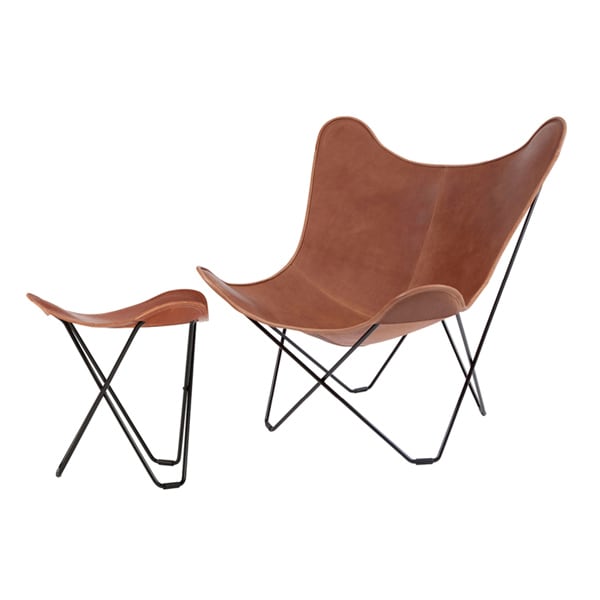 《レビューでクッションプレゼント》フットレストSET cuero BKF Chair バタフライチェア ブラウン