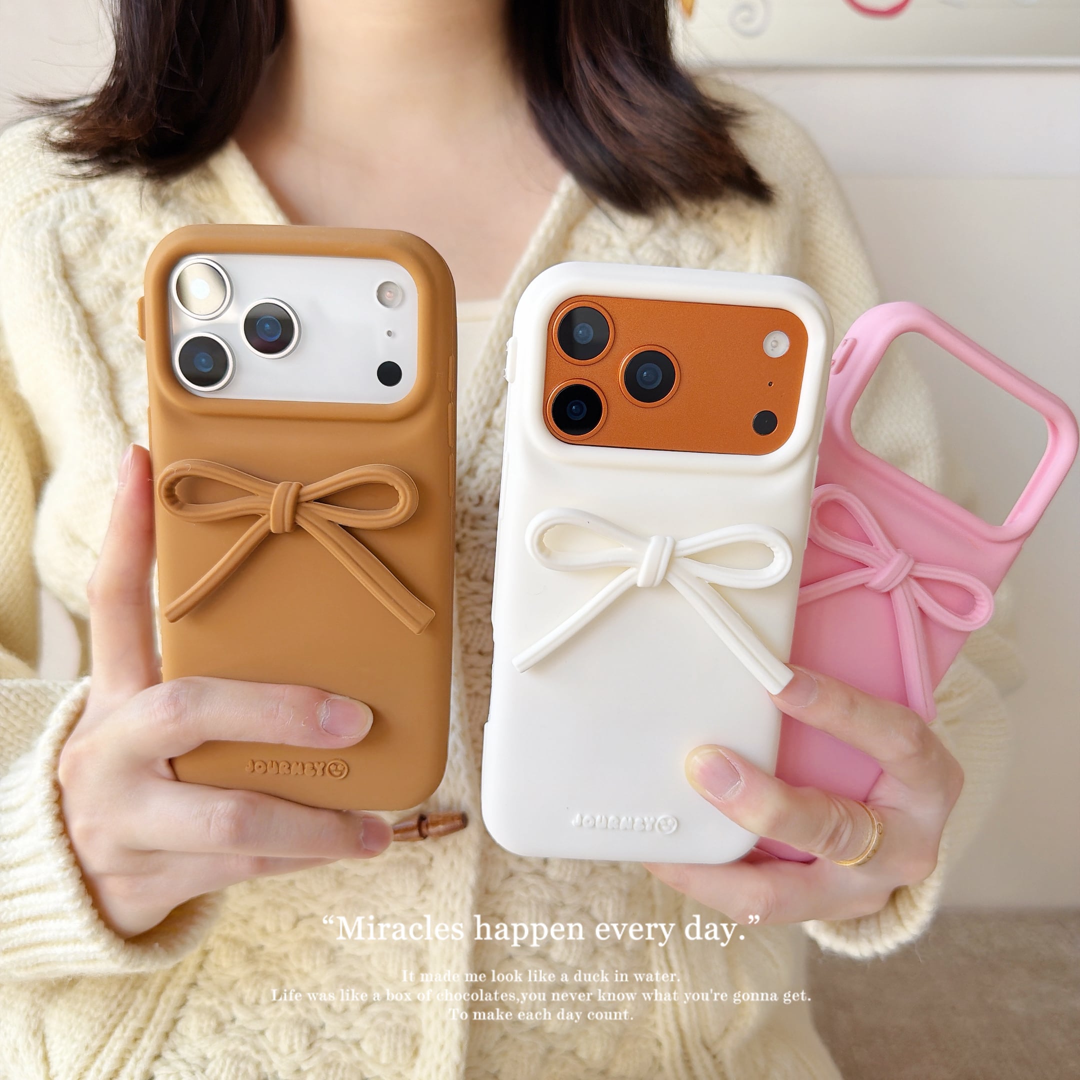 リボン iPhone 17 16 15 14 13 ケース シリコン かわいい 立体