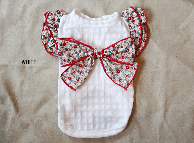 【SALE】花柄フリル袖トップス XS ~ XL 2color / 犬服 犬の服 犬 タンクトップ ドッグウェア 小型犬 中型犬 top37